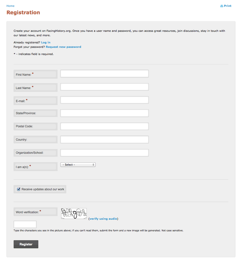 Custom registration form 