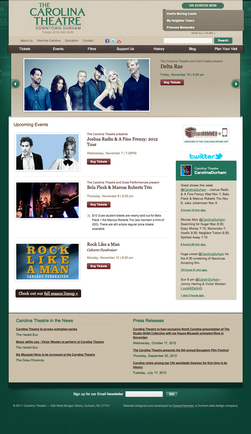 Carolina Theatre homepage