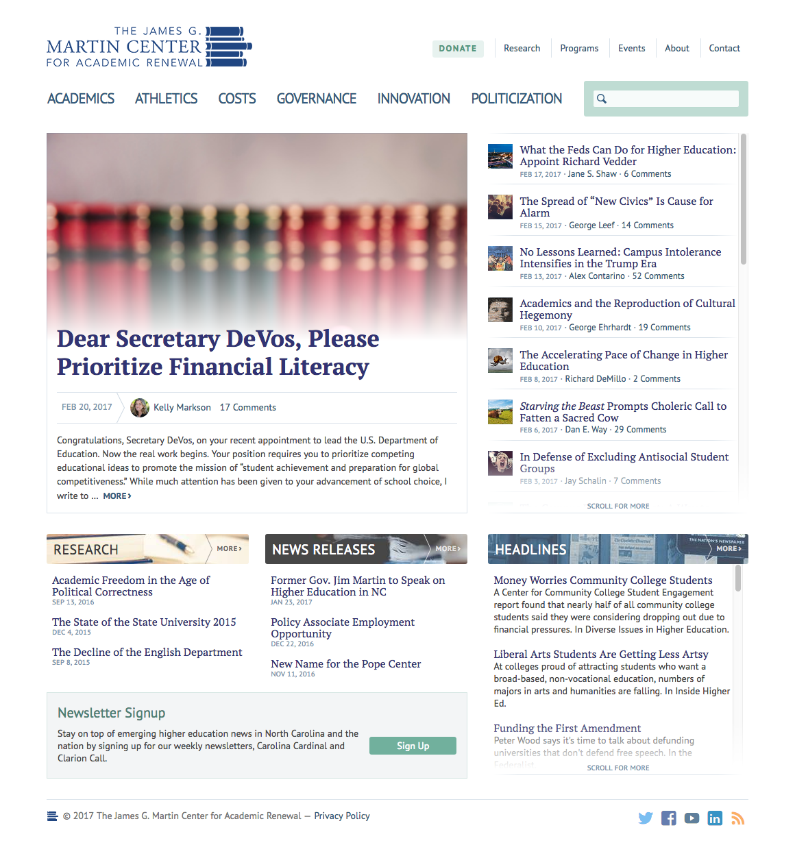 The James G. Martin Center Homepage