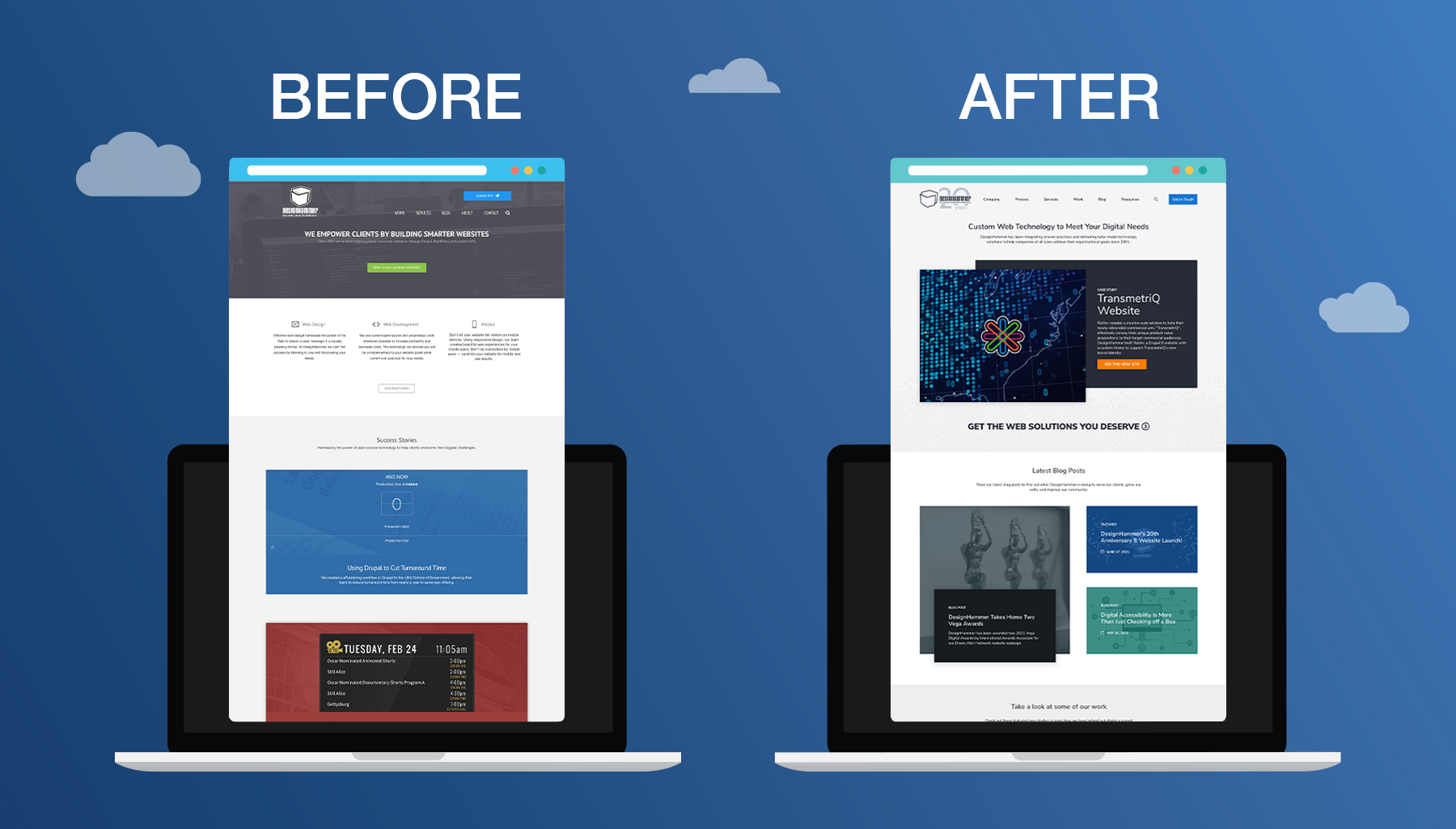 DesignHammer website before and after